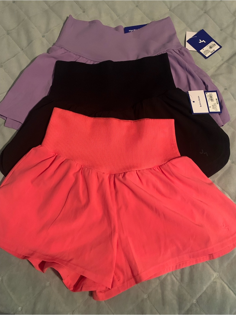 New Joylab set of 3 Women’s High-Waist Active Shorts - Pink black and purple